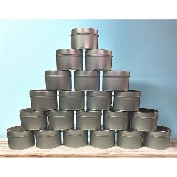 21 Pack 5oz Empty Silver Candle Tins with Lids For Candle Making - Open Box - Picture 1 of 12